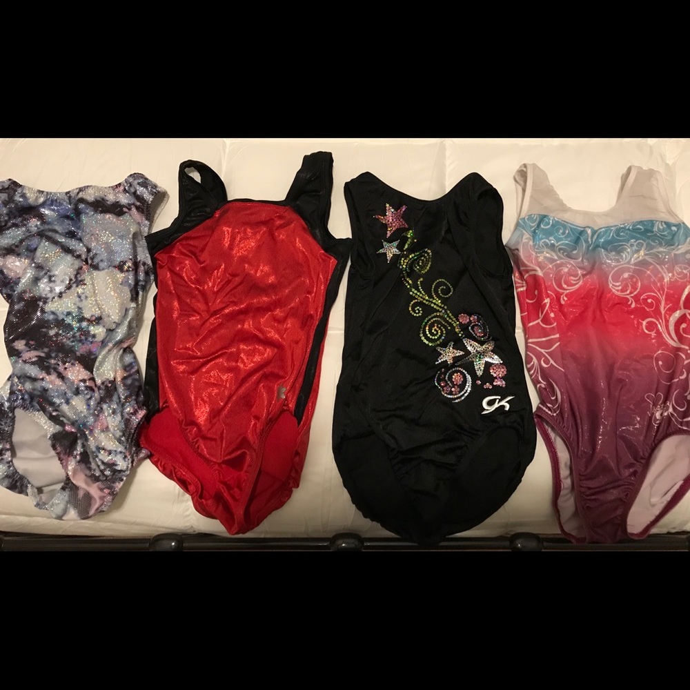 Gymnastics leotards and shorts lot